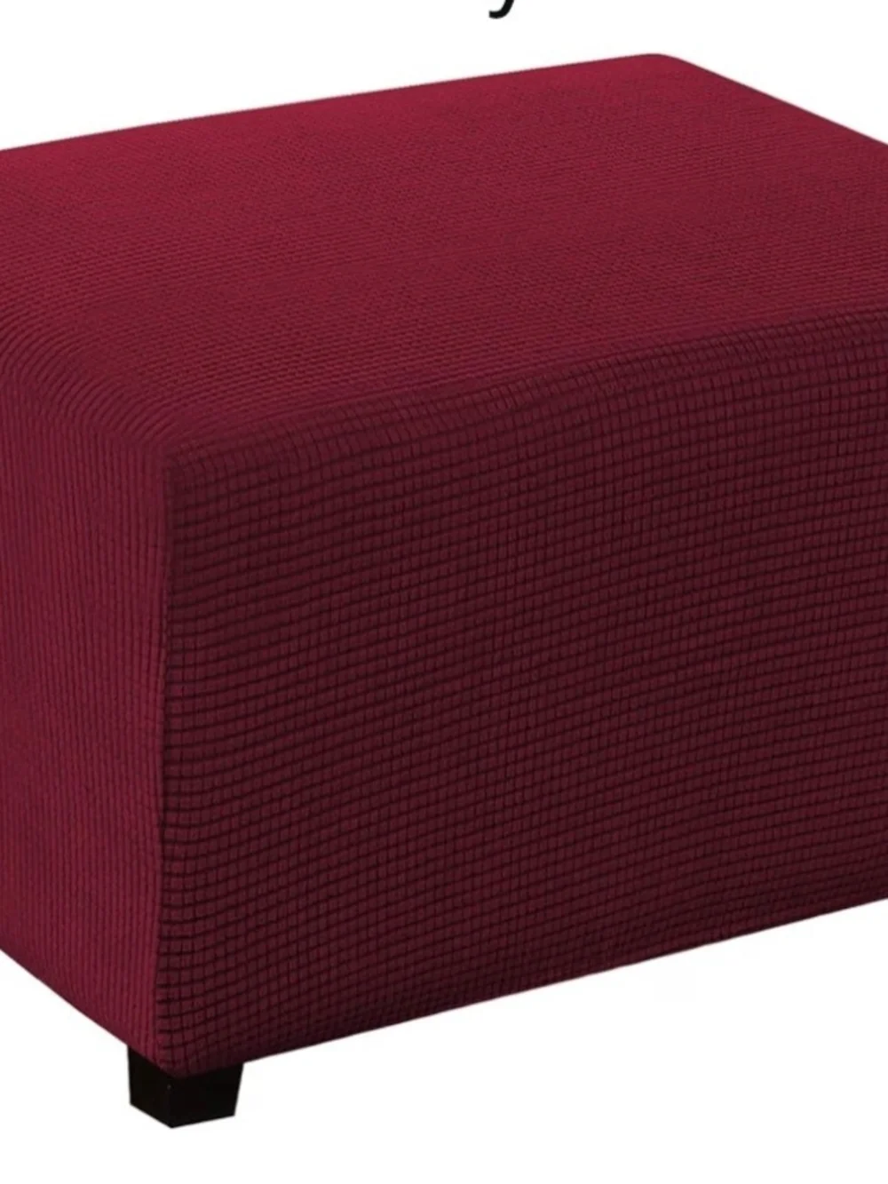 Stretch Ottoman Slipcover in Deep Burgundy